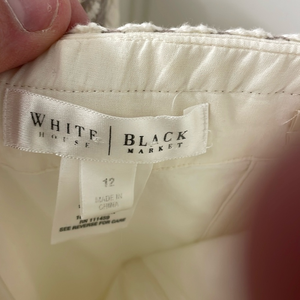 Cream White House Black Marker knee length dress.
